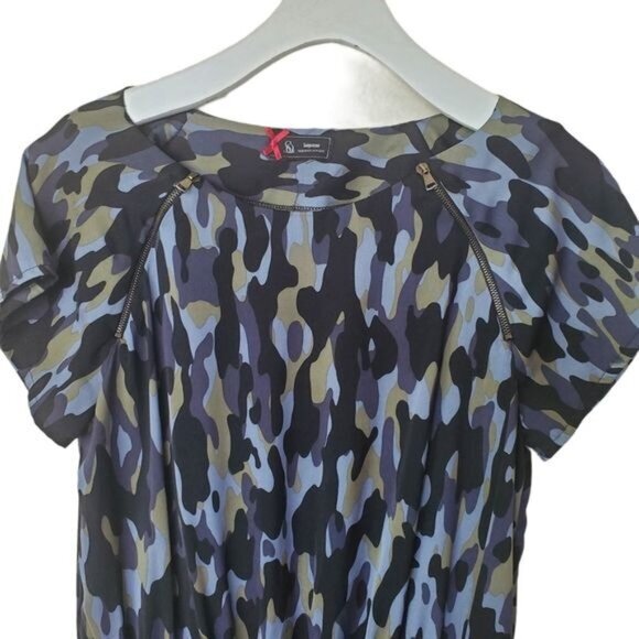 SINEQUANONE Womens Dress Camo Zip Lined Cinched Waist Black Blue Pockets‎ Medium - Picture 9 of 11